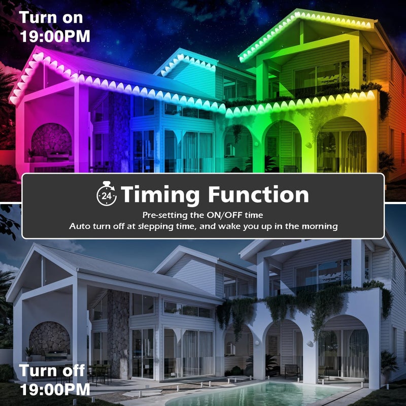 FBZ 300FT Permanent Outdoor RGB Lights - IP67 Waterproof with Smart App Control Remote,DIY Scene Modes, Music Synchronization,Eaves Lights for Garden Decor,Deck,Christmas - Image 5